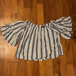 Timing Black and White Striped Off-Shoulder Blouse